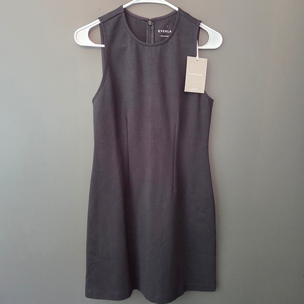 NEW Everlane The Dream Shift Dress Black Sleeveless Mini Cotton Modal Small LBD - Picture 5 of 10